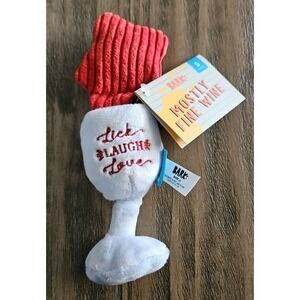 Mostly Fine Wine Bark Box Plush Dog Toy Lick Laugh Love Squeak  NWT Small